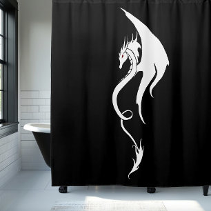 Rideaux De Douche Conception d'illustration de dragon tribal noir et