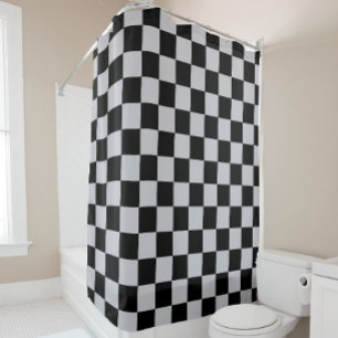 Rideaux De Douche Conception du Motif du vérificateur gris cendré