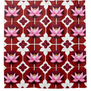 Rideaux De Douche Conception florale vibrante Lotus rose