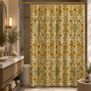 Rideaux De Douche Conception florale vintage de William Morris Golde
