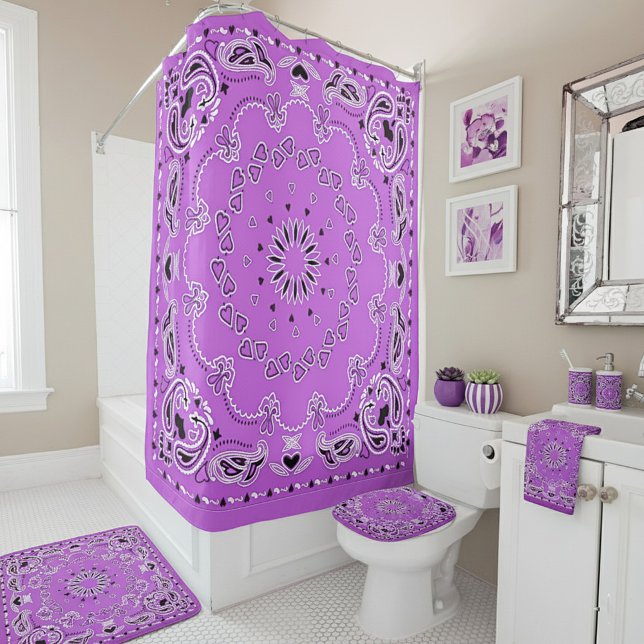 Rideaux De Douche Conception orientale violette (Créateur téléchargé)