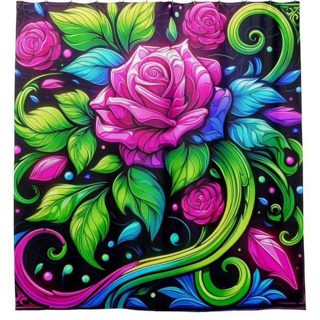 Rideaux De Douche Conception rose (Devant)