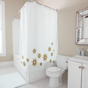 Rideaux De Douche Conception simple de démarrage Gold Blanc