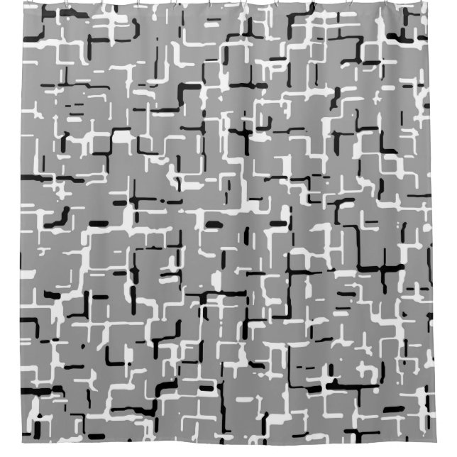 Rideaux De Douche Cool Abstrait noir blanc gris (Devant)