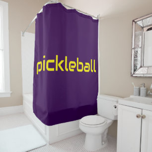 Rideaux De Douche Cool Moderne Jaune PICKLEBALL Texte sur Profond Vi