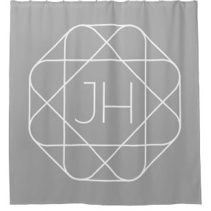 Rideaux De Douche Cool monogram, style vibe   Grey & White