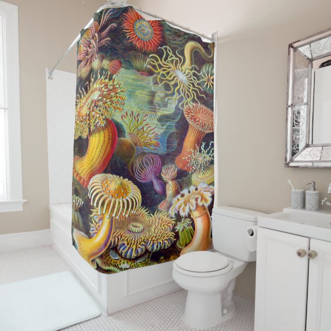 Rideaux De Douche Copie d'art d'Ernst Haeckel : Actiniae (En situation)