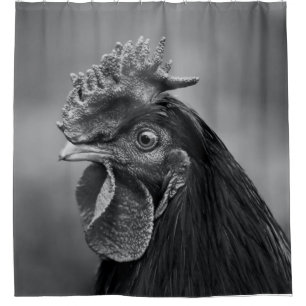 Rideaux De Douche Coq noir et blanc