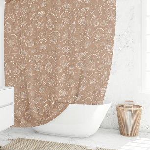 Rideaux De Douche Coquillage de mer style boho plage neutre beige
