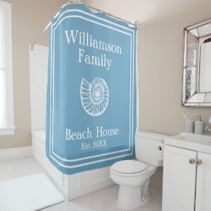 Rideaux De Douche Coquille de maison de plage de famille personnalis