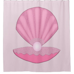 Rideaux De Douche Coquille d'huîtres pour fille rose et perle