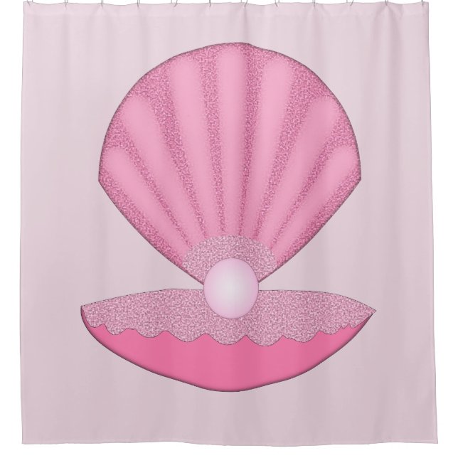 Rideaux De Douche Coquille d'huîtres pour fille rose et perle (Devant)