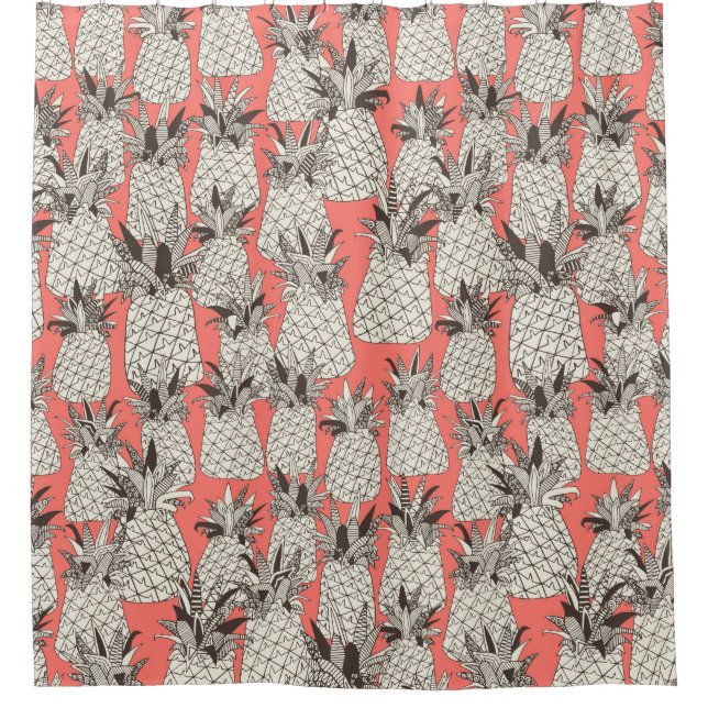Rideaux De Douche corail à ananas (Devant)