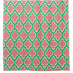 Rideaux De Douche Corail Clair Vert Émeraude Blanc XL Marocain #4DS