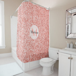 Rideaux De Douche Corail rose pâle scintille pastel