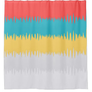 Rideaux De Douche Coral Turquoise Yellow White Stripes