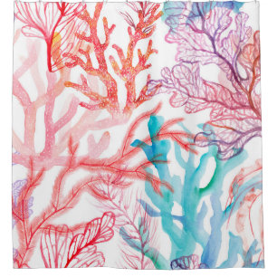 Rideaux De Douche Coraux aquarelles. Motif sans couture avec sous
