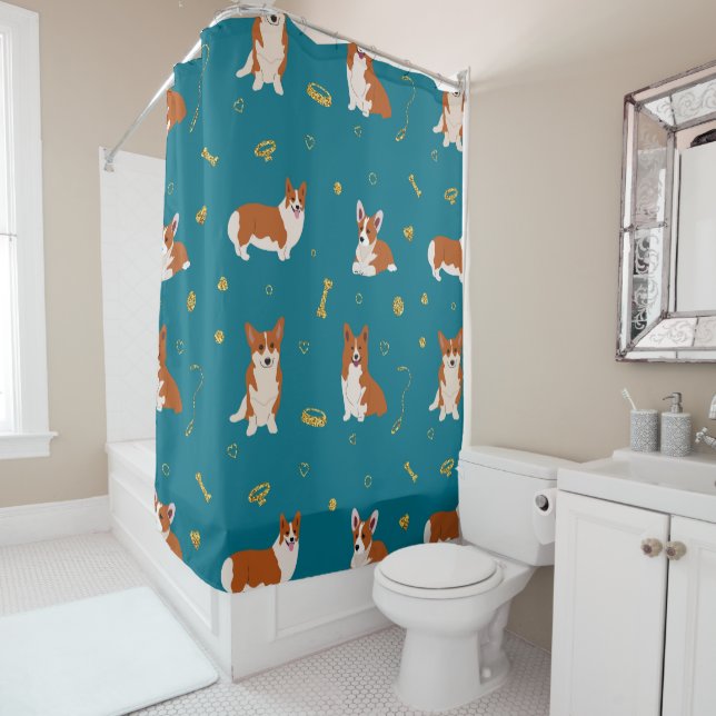 Rideaux De Douche Corgi Cute Motif (En situation)