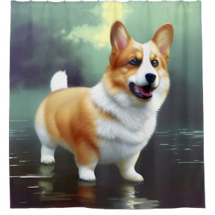 Rideaux De Douche Corgi dans l'eau