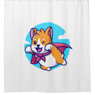 Rideaux De Douche Corgi vol ciel cap drôle