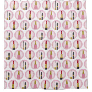 Rideaux De Douche Cosmétologie rose de motif de cosmétiques de