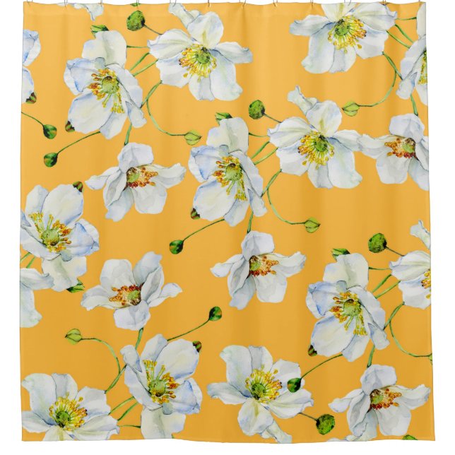 Rideaux De Douche Cosmos fleurs aquarelle illustration motif (Devant)