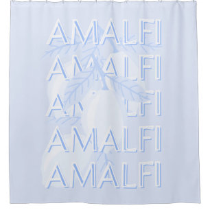 Rideaux De Douche Côte d'Amalfi, Italie, Art Voyage, Preppy, Bleu