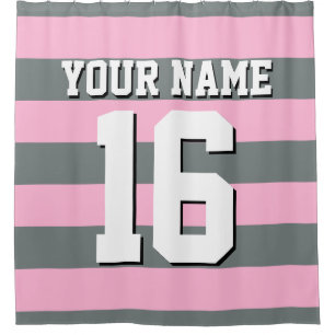 Rideaux De Douche Coton Candy rose Charcoal Sports Jersey Stripe