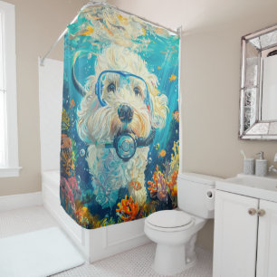Rideaux De Douche Coton De Tulear Plongée Sous-Marine Sous L'eau
