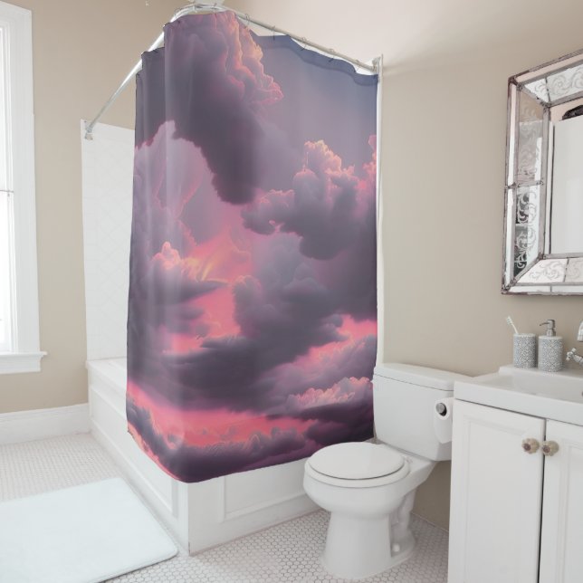 Rideaux De Douche Coucher de soleil d'été pittoresque (En situation)