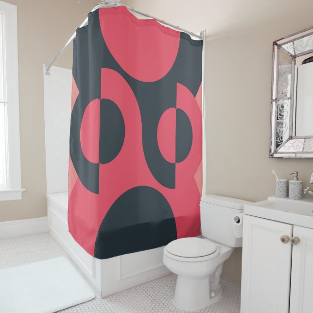 Rideaux De Douche Coucher de soleil moderne du milieu du siècle (En situation)