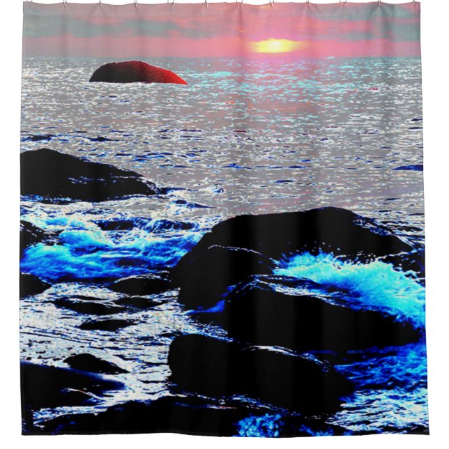 Rideaux De Douche Coucher de soleil sur la mer..... (Devant)