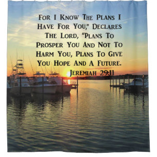 RIDEAUX DE DOUCHE COUCHER DE SOLEIL SUR LE LAC JEREMIAH 29:11