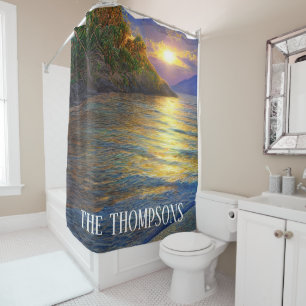 Rideaux De Douche Coucher de soleil tropical clair