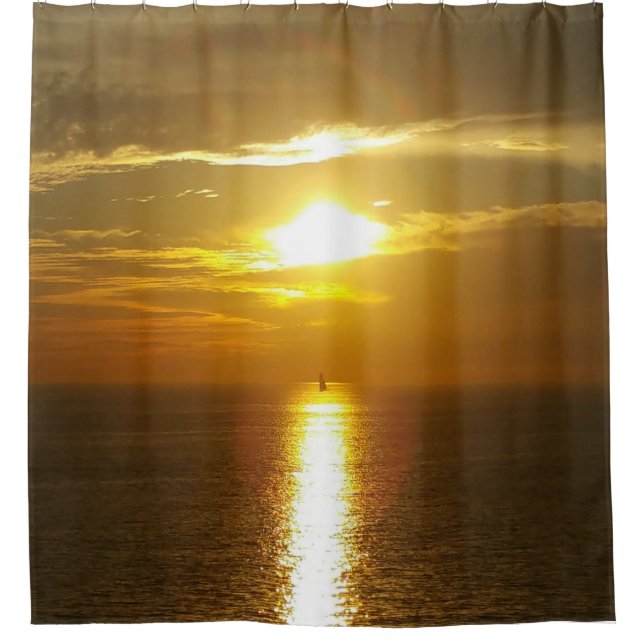 Rideaux De Douche Coucher du soleil d'océan d'or (Devant)