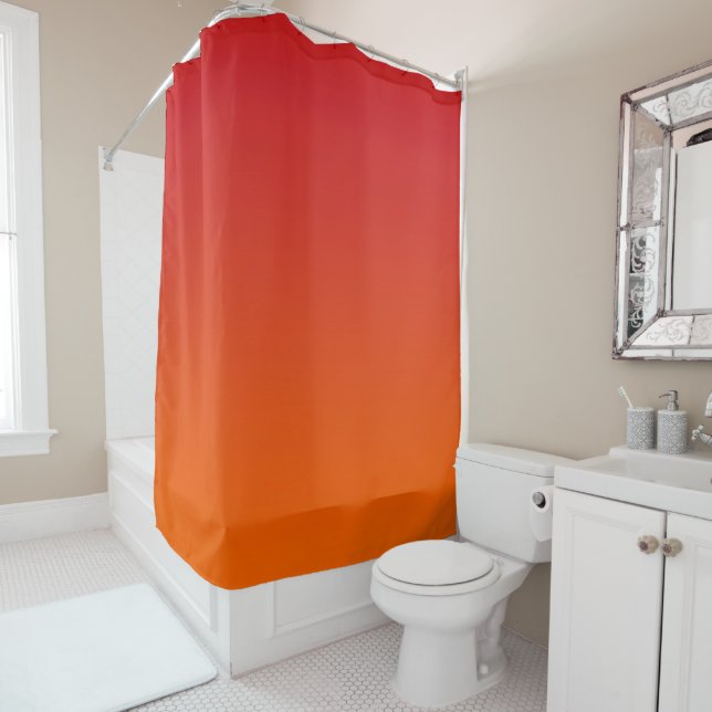 Rideaux De Douche Coucher du soleil Ombre orange rouge (En situation)