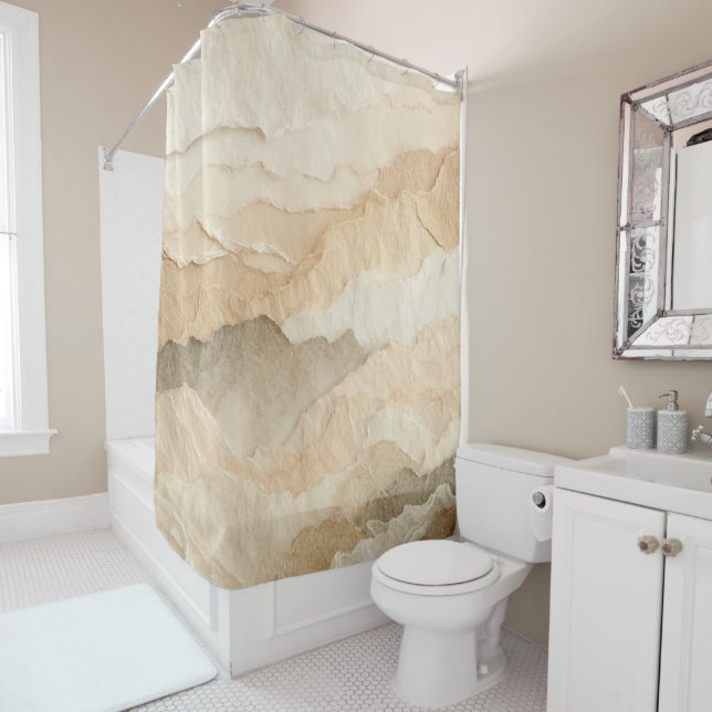 Rideaux De Douche Couches à déchirure texturées naturelles (En situation)