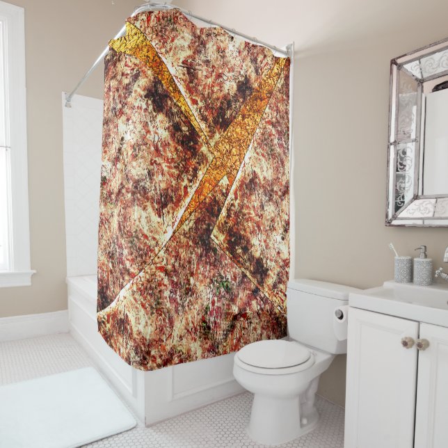 Rideaux De Douche Couches sales ou rouillées désorganisées sur marbr (En situation)