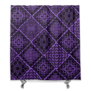 Rideaux De Douche Couette en dentelle gothique noire et violette Fau