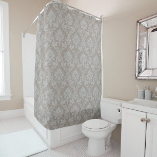 Rideaux De Douche Couleur Clair Damask Motif Sur Gris Brown