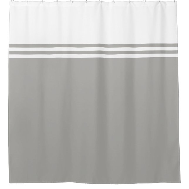Rideaux De Douche Couleur neutre rayée et personnalisable (Devant)