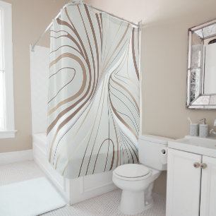 Rideaux De Douche Couleurs Abstrait blanc et taupe
