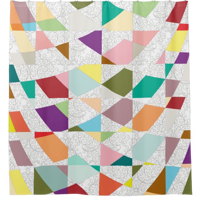 Rideaux De Douche Couleurs Abstraites Damask (Devant)