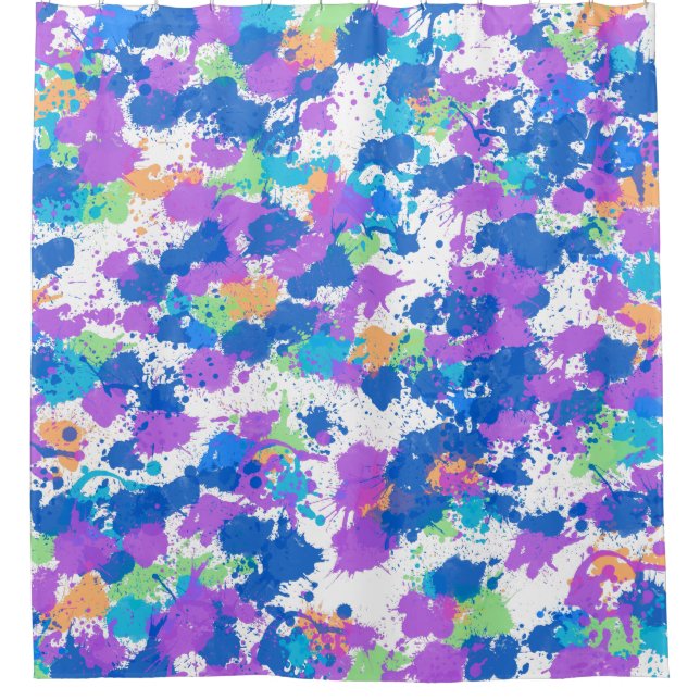 Rideaux De Douche Couleurs cool Peinture Abstraite, Blurple (Devant)