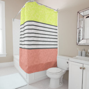 Rideaux De Douche couleurs modernes Abstraites corail rose chaux ver
