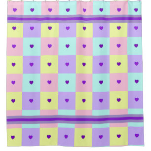 Rideaux De Douche Couleurs pastel & coeurs violets battre