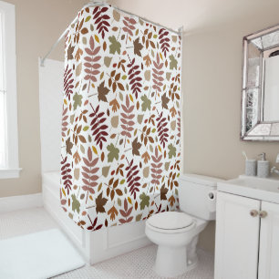 Rideaux De Douche Couleurs tombées du Motif Feuille tombées sur blan