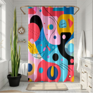 Rideaux De Douche Couleurs vives formes fantaisistes géométrie moder