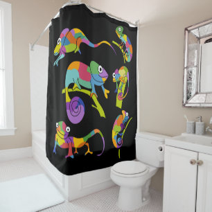 Rideaux De Douche Couleurs vives sur noir