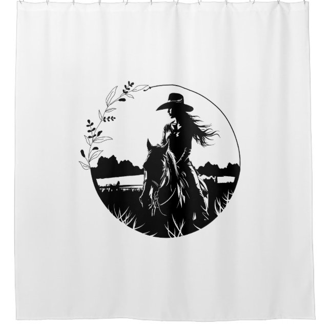Rideaux De Douche Country Chic Horse Cowgirl Western Equestrio (Devant)